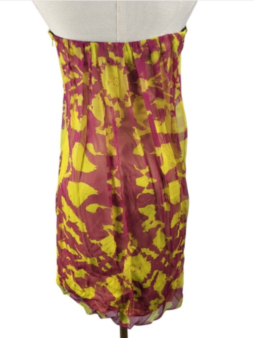 NEW Jay Godfrey SZ 6 Layered Silk Strapless Mini Dress Sheer Pink Green Overlay - Picture 6 of 15